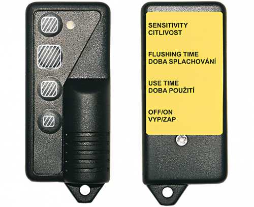 Remote control for setting of radar flushing units and piezo controls