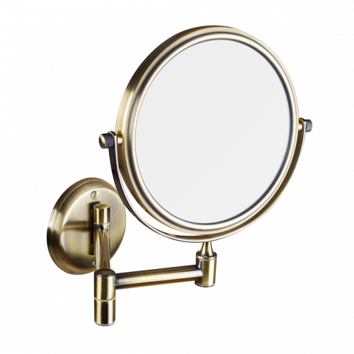 Wall-mounted make-up / shaving mirror with arm large | bronze