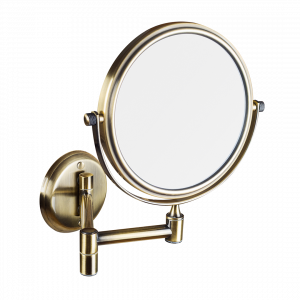 Wall-mounted make-up / shaving mirror with arm large | bronze