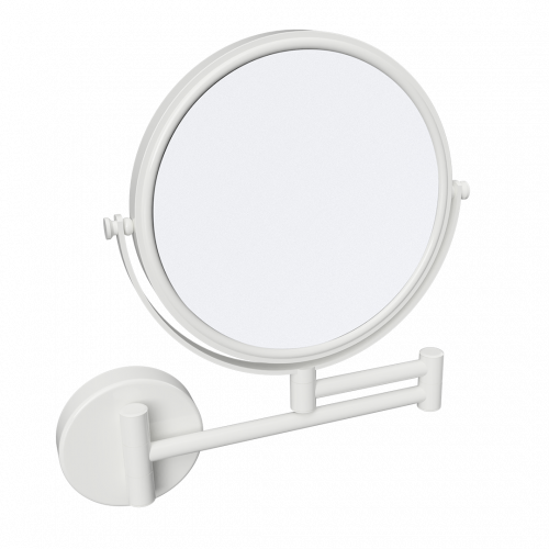 Wall-mounted make-up / shaving mirror with arm large | white