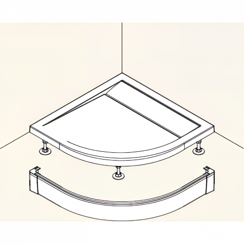 PWIR / Přední panel pro čtvrtkruhovou vaničku | 800 x 800 | chrom