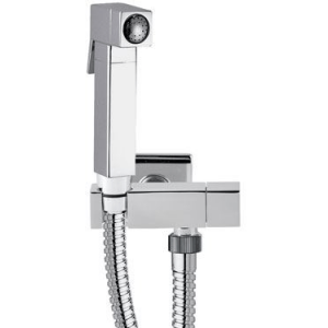 Wall valve with hand - held bidet shower square | chrome gloss