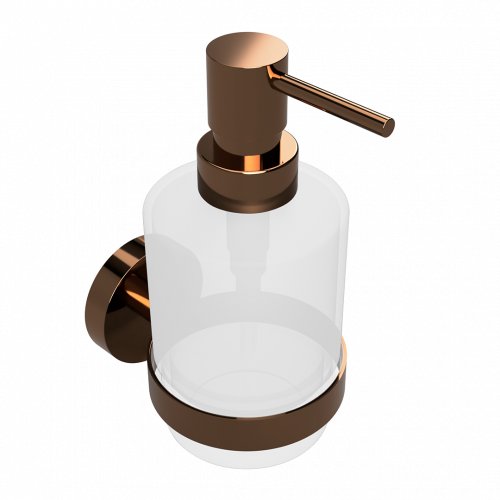 Soap dispenser with a cup of PVD collection - frosted glass | Coffee-Gold
