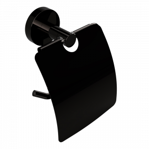 Toilet paper holder PVD with cover | graphite