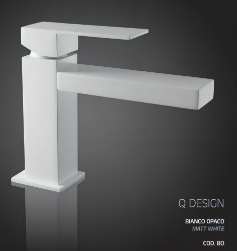 Q-DESIGN basin faucet without handle hole | stand lever | low | 138 mm | white mattte