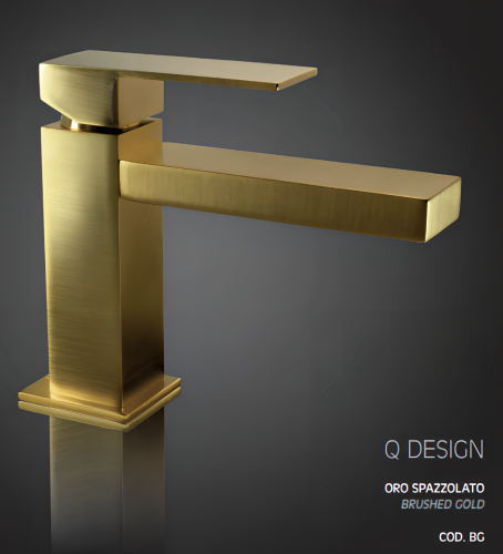 Q-DESIGN basin faucet without handle hole | stand lever | low | 138 mm | gold mattte