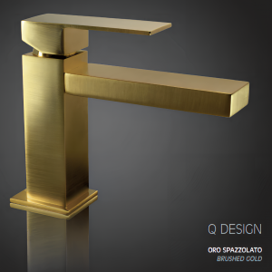 Q-DESIGN basin faucet without handle hole | stand lever | low | 138 mm | gold mattte