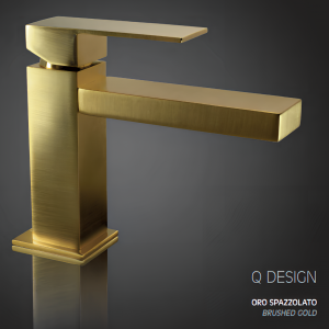 Q-DESIGN basin faucet without handle hole | stand lever | low | 168 mm | gold mattte