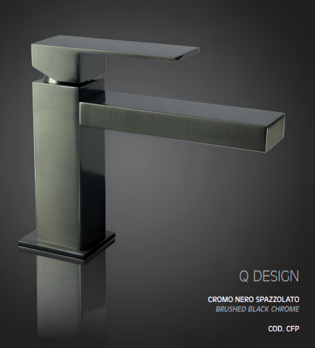 Q-DESIGN basin faucet without handle hole | stand lever | low | 138 mm | chrome black ground