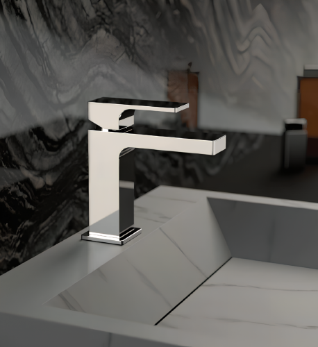 Wash basin faucets Absolute with drain cap | upright faucet fixtures | low | stainless steel color