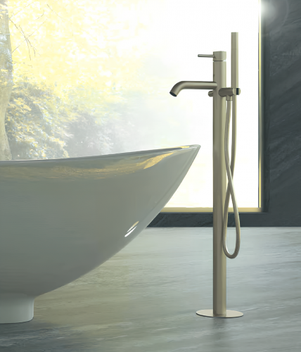 Bath faucet X STYLE INOX lever mixer, free-standing | stainless steel