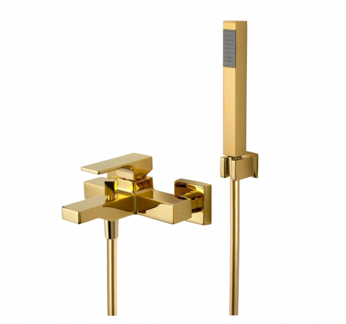 AU | Absolute Bath Faucet + Hand Spray + Hose + Hand Spray Clip | wall mounted | gold gloss