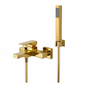 AU | Absolute Bath Faucet + Hand Spray + Hose + Hand Spray Clip | wall mounted | gold gloss