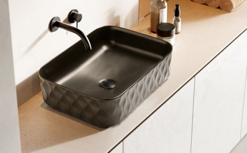 TOPCOUNTER WASHBASIN Sand Waves 50 | 500 x 385 x 165 | black matt