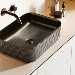 TOPCOUNTER WASHBASIN Sand Waves 50 | 500 x 385 x 165 | black matt