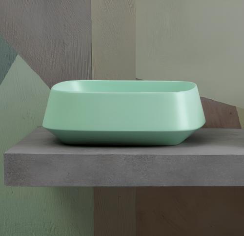 TAO washbasin 520 x 420 x 180 mm on the board rectangular with rounded edges Menthol mat