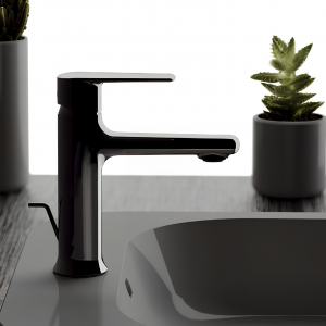 V | Wash basin faucets Vanity with drain cap | upright faucet fixtures | low | black mattte