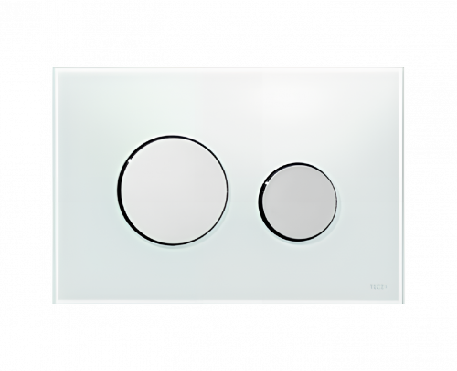 WC push plate module Loop with milk glass and buttons of polished chrome