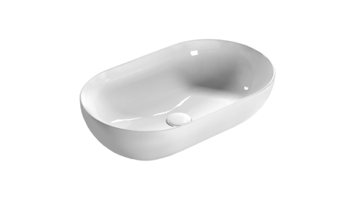 Countertop washbasin T-EDGE | 600x360x160  | White gloss