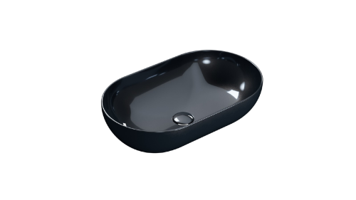 Countertop washbasin T-EDGE | 600x360x160 | Tar gloss