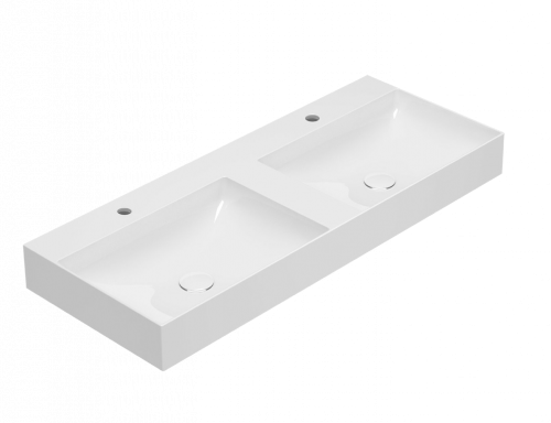 Double sink T-EDGE | 1200 x 470 x 120 | on the board or hanging | White gloss