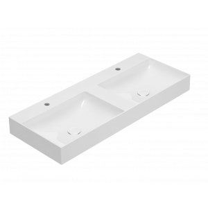 Double sink T-EDGE | 1200 x 470 x 120 | on the board or hanging | White gloss