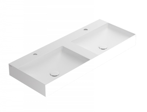 Double sink T-EDGE | 1200 x 470 x 120 | on the board or hanging | White mattte