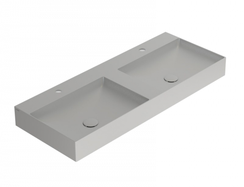 Double sink T-EDGE | 1200 x 470 x 120 | on the board or hanging | Light grey mattte