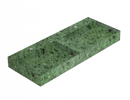 Double sink T-EDGE | 1200 x 470 x 120 | on the board or hanging | Green grit mattte