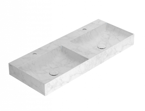 Double sink T-EDGE | 1200 x 470 x 120 | on the board or hanging | Carrara marble mattte