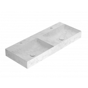 Double sink T-EDGE | 1200 x 470 x 120 | on the board or hanging | Carrara marble mattte