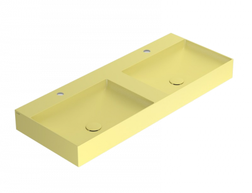 Double sink T-EDGE | 1200 x 470 x 120 | on the board or hanging | Mustard yellow mattte