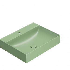 T-EDGE washbasin 600x470x120 | without battery hole | Lime mattte