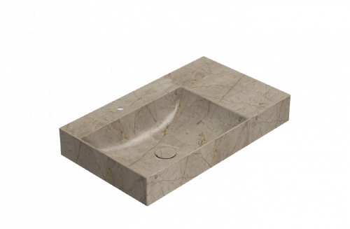 Washbasin T-EDGE | 800x470x120 | with a hole for the battery | Brown guilloche mattte