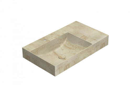 Washbasin T-EDGE | 800x470x120 | with a hole for the battery | Travertine mattte