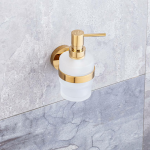 Soap dispenser with a cup of PVD collection - frosted glass | Gold