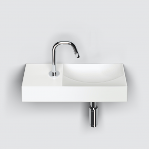 Vessel or wall-mounted sink VALE 450 x 190 x 70 | with tap hole left | white