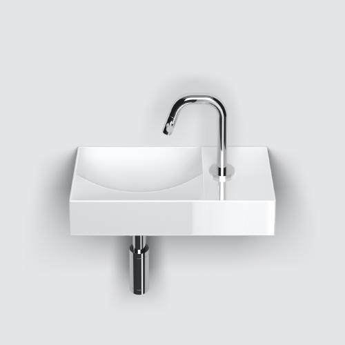 Vessel or wall-mounted sink VALE 380 x 190 x 70 | with tap hole right | white