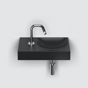 Vessel or wall-mounted sink VALE 380 x 190 x 70 | with tap hole left | black