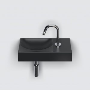 Vessel or wall-mounted sink VALE 380 x 190 x 70 | with tap hole right | black