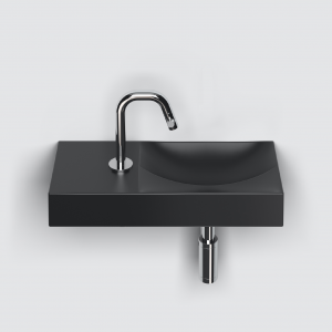 Vessel or wall-mounted sink VALE 450 x 190 x 70 | with tap hole left | black