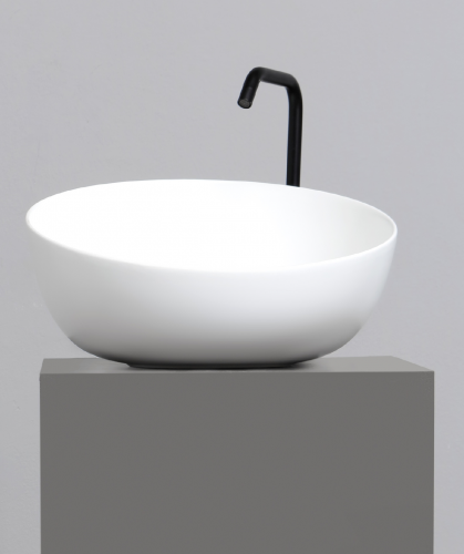 DOME OBLIQUO washbasin 450 x 450 x 240 mm on the board round | White gloss