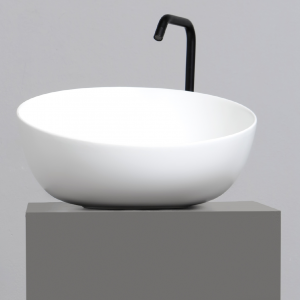 DOME OBLIQUO washbasin 450 x 450 x 240 mm on the board round | White gloss