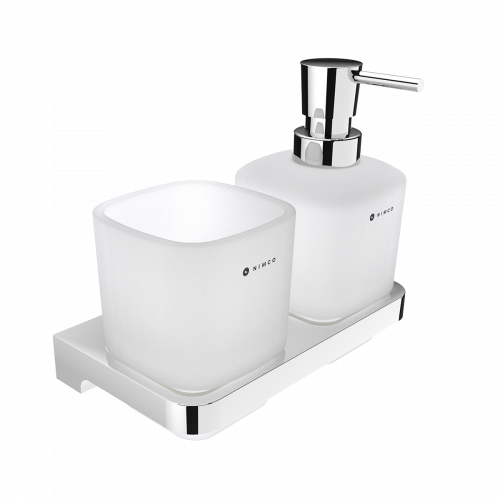 Hygienic set May (soap dispenser and cup holder with cup) | chrome