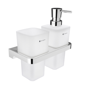 Hygienic set May (soap dispenser and cup holder with cup) | chrome