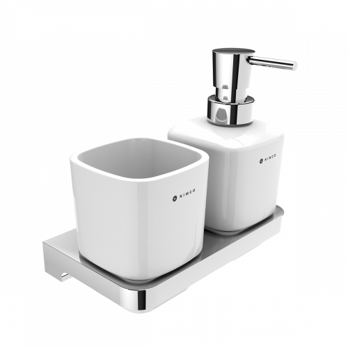 Sanitary set May (Soap dispenser and tumbler holder with tumbler) | chrome