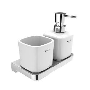 Sanitary set May (Soap dispenser and tumbler holder with tumbler) | chrome