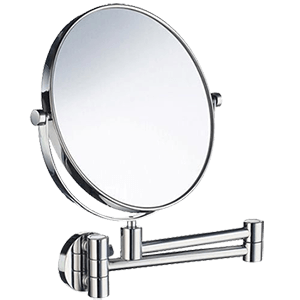 Make-up / shaving mirror wall-mounted with arm, small | 5x | Smedbo