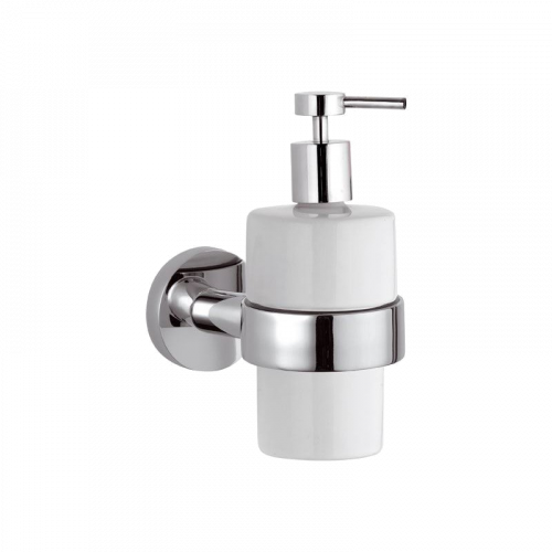 Soap dispenser Hilton with ceramic dish | brushed nickel gloss