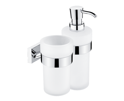 Hygienic set Keira (soap dispenser and cup holder with cup) | chrome